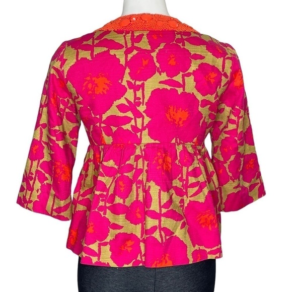 Nanette Lepore pink and green beaded jacket small - Picture 3 of 8